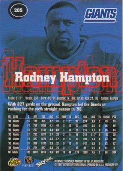 1997 SkyBox Premium #205 Rodney Hampton Back