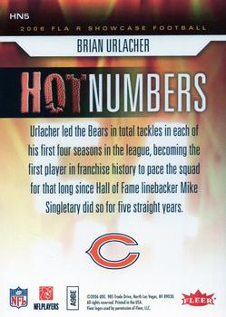 2006 Flair Showcase - Hot Numbers #HN5 Brian Urlacher  Back