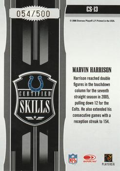 2006 Leaf Certified Materials - Certified Skills Mirror #CS-13 Marvin Harrison Back