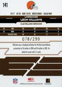 2006 Leaf Rookies & Stars - Gold #141 Leon Williams Back