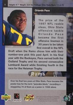 1997 SP Authentic #1 Orlando Pace Back