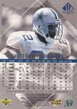 1997 SP Authentic #71 Emmitt Smith Back
