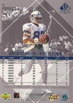 1997 SP Authentic #74 Anthony Miller Back
