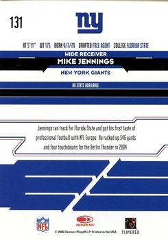 2006 Leaf Rookies & Stars Longevity #131 Mike Jennings Back