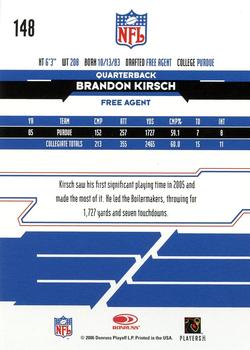 2006 Leaf Rookies & Stars Longevity #148 Brandon Kirsch Back