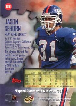 1997 Stadium Club #118 Jason Sehorn Back