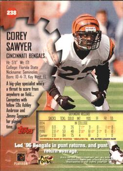 1997 Stadium Club #238 Corey Sawyer Back