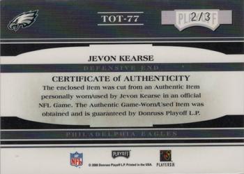 2006 Playoff Absolute Memorabilia - Tools of the Trade Material Blue #TOT-77 Jevon Kearse Back