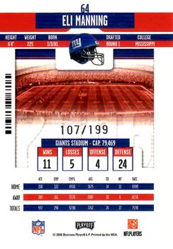 2006 Playoff Contenders - Playoff Ticket #64 Eli Manning Back