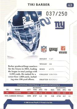 2006 Playoff NFL Playoffs - Silver Proof #63 Tiki Barber Back