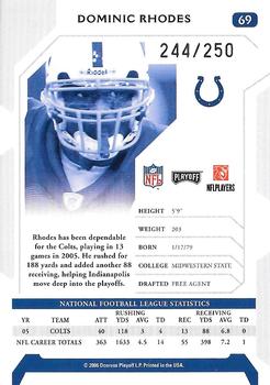 2006 Playoff NFL Playoffs - Silver Proof #69 Dominic Rhodes Back