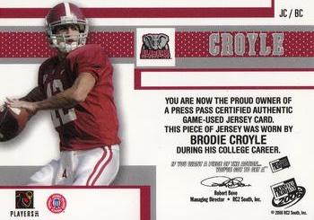 2006 Press Pass - Game Used Jerseys Red #JC/BC Brodie Croyle Back