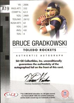 2006 SAGE - Autographs Bronze #A19 Bruce Gradkowski Back