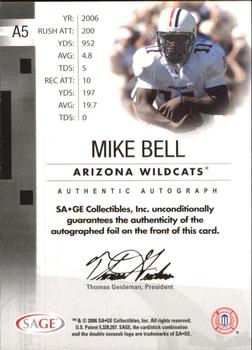 2006 SAGE - Autographs Red #A5 Mike Bell Back
