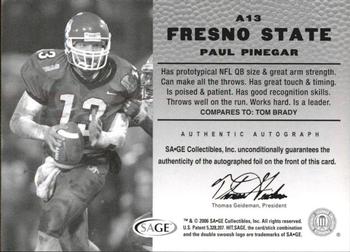 2006 SAGE HIT - Autographs Silver #A13 Paul Pinegar Back