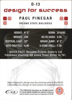 2006 SAGE HIT - Design for Success Silver #D-13 Paul Pinegar Back
