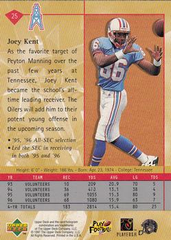 1997 Upper Deck #25 Joey Kent Back