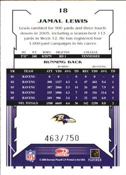 2006 Score - Scorecard #18 Jamal Lewis Back