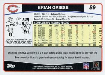 2006 Topps - Gold #89 Brian Griese Back