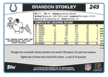 2006 Topps - Gold #249 Brandon Stokley Back