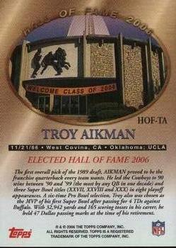 2006 Topps - Hall of Fame Class of 2006 #HOF-TA Troy Aikman Back