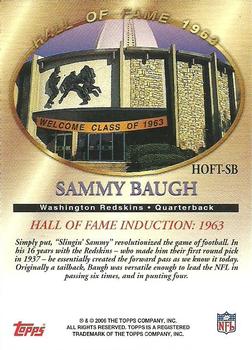2006 Topps - Hall of Fame Tribute #HOFT-SB Sammy Baugh Back