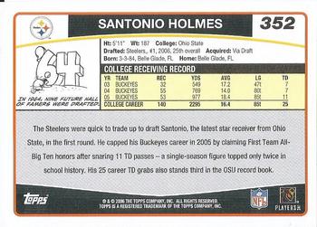 2006 Topps - Special Edition Rookies #352 Santonio Holmes Back