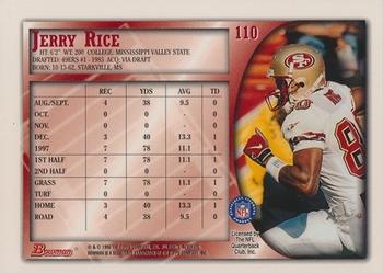 1998 Bowman #110 Jerry Rice Back