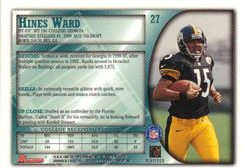 1998 Bowman #27 Hines Ward Back