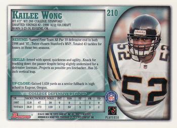 1998 Bowman #210 Kailee Wong Back