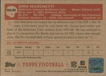 2006 Topps Heritage - Real One Autographs #ROA-GM Gino Marchetti Back