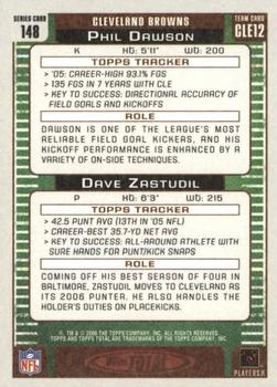 2006 Topps Total - Gold #148 Dave Zastudil / Phil Dawson Back