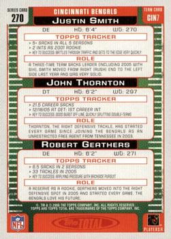 2006 Topps Total - Silver #270 Justin Smith / John Thornton / Robert Geathers Back