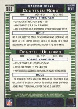 2006 Topps Total - Silver #360 Courtney Roby / Roydell Williams Back