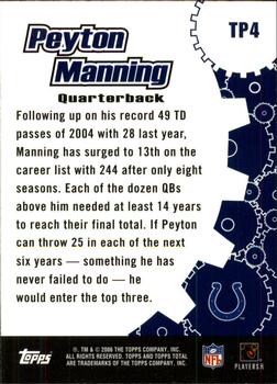 2006 Topps Total - Total Production #TP4 Peyton Manning Back