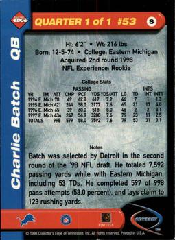 1998 Collector's Edge Odyssey #53 Charlie Batch Back