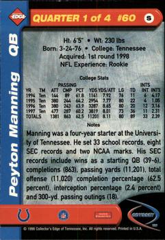 1998 Collector's Edge Odyssey #60 Peyton Manning Back