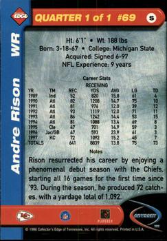 1998 Collector's Edge Odyssey #69 Andre Rison Back