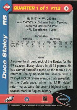 1998 Collector's Edge Odyssey #113 Duce Staley Back