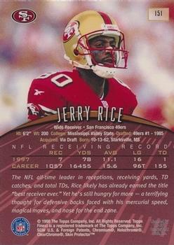 1998 Finest #151 Jerry Rice Back