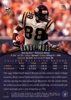 1998 Finest #135 Randy Moss Back