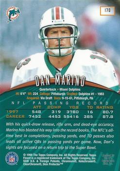 1998 Finest #170 Dan Marino Back