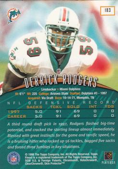 1998 Finest #183 Derrick Rodgers Back