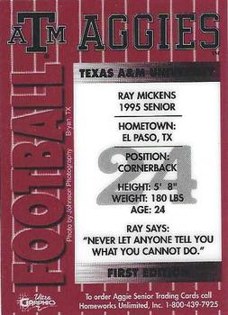 1995 Ultra Graphics Texas A&M Seniors #NNO Ray Mickens Back