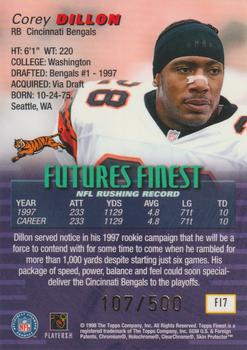 1998 Finest - Future's Finest #F17 Corey Dillon Back