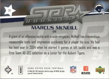 2006 Upper Deck - Rookie Exclusive Edition Star Rookies #261 Marcus McNeill Back