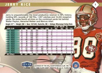 1998 Fleer Tradition #7 Jerry Rice Back