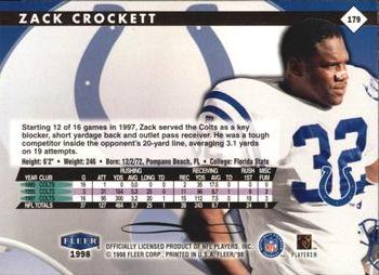 1998 Fleer Tradition #179 Zack Crockett Back