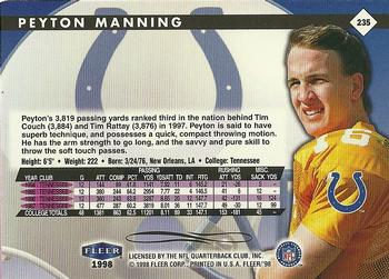 1998 Fleer Tradition #235 Peyton Manning Back