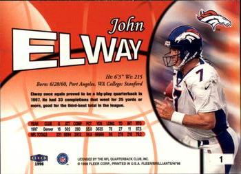 1998 Fleer Brilliants #1 John Elway Back